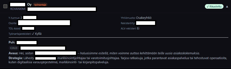 Puhelin, sähköposti ja cold call -avaus valmiina